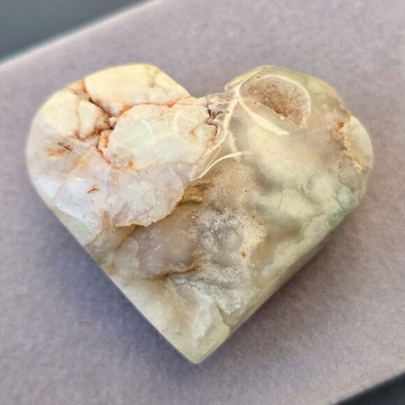 Cherry Blossom Agate Heart Crystal ✦ 41g Polished Healing Stone ✦ One-of-a-Kind - Picture 8 of 15